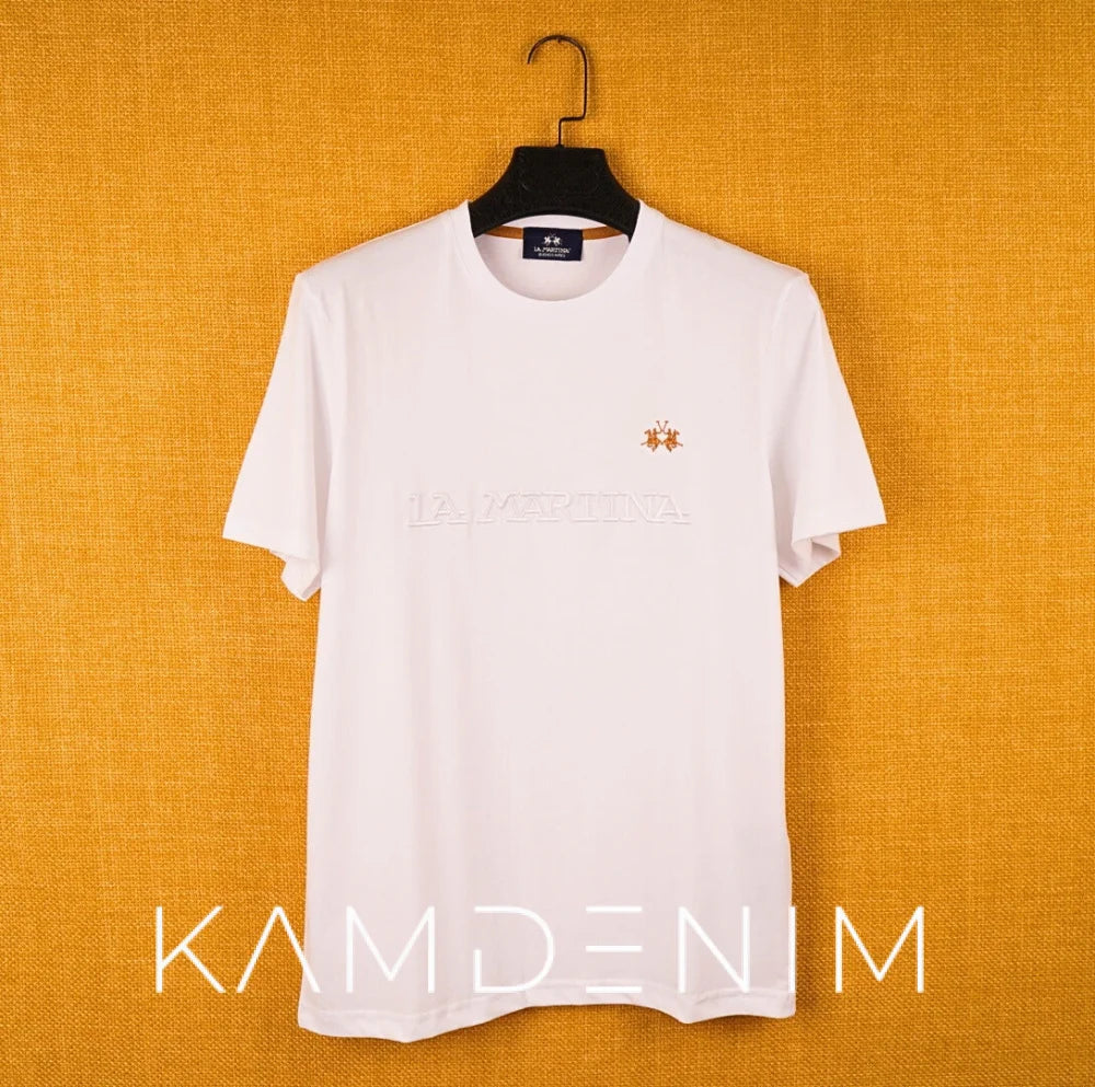 T-Shirt 100% Coton Lm Brod 1010 S / Blanc